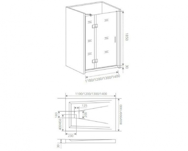 Душевые двери Bas SATURN WTW-130-C-CH-L