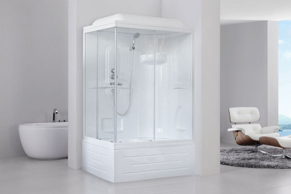 Гидромассажный бокс Royal Bath 120х80х217, прозрачное  стекло, белый профиль, правая, RB 8120BP1-T-R
