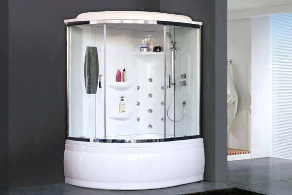 Гидромассажный бокс Royal Bath 170х100х225, прозрачное текло, хромированный профиль, правая, RB 170A