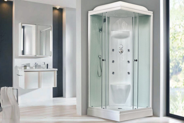 Гидромассажный бокс Royal Bath 80х80х217, белое/прозрачное стекло, белый профиль, RB 80HP7-WТ