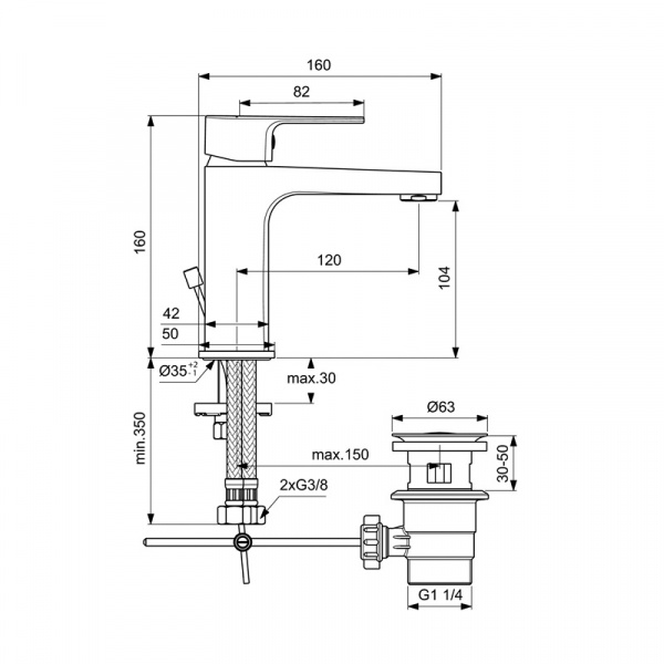 Промо комплект 3 в 1 Ideal Standart ESLA (BC224AA + BC229AA + B2621AA), BC264AA