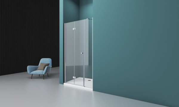 Душевая дверь BelBagno 1200x1950, прозрачное стекло, хромированный профиль, ALBANO-BS-13-40+80-C-Cr