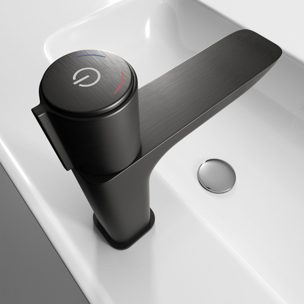 Смеситель для раковины IDDIS Slide с управлением Push Control, графит, SLIGMBTi01