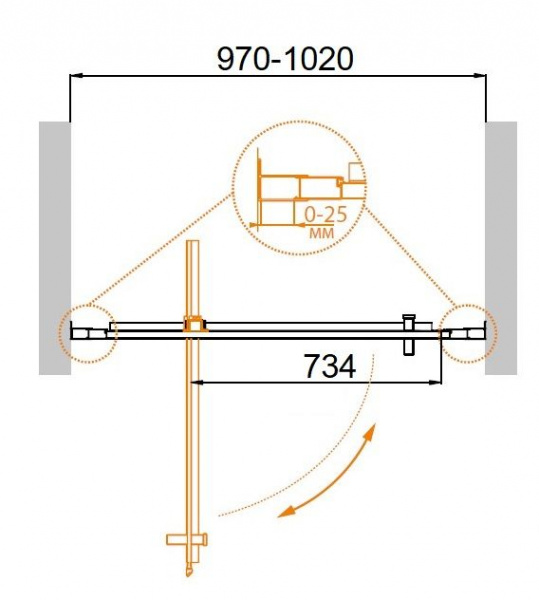 Душевая дверь Cezares MOLVENO-BA-1-100-C-Cr-IV