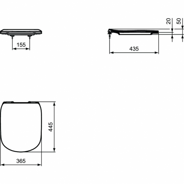 Сидение с крышкой Ideal Standard TESI BLACK, тонкое, тип SANDWICH, с функцией плавного закрытия, лег