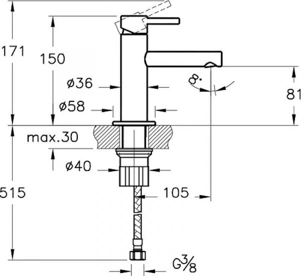 Смеситель для раковины Vitra Origin, медный, A4255526