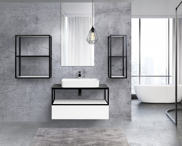 Тумба для раковины Cezares CADRO 100 без верхней крышки, 100x46x25, CADRO-100-1C-SO-BG-BLUM Bianco G