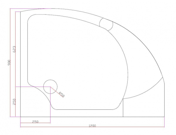 Поддон акриловый Cezares ассиметричный радиальный, R-550 1200x900x150, TRAY-A-TRIUMPH-RH-120/90-15-W