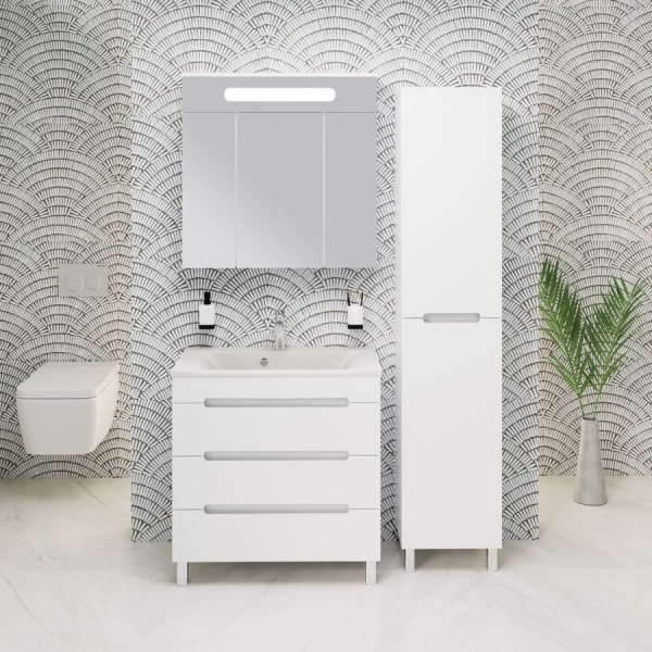 Тумба под раковину Aqua de Marco Оливия, 80 см, 3 ящика, белый, 2080COLI/F/3