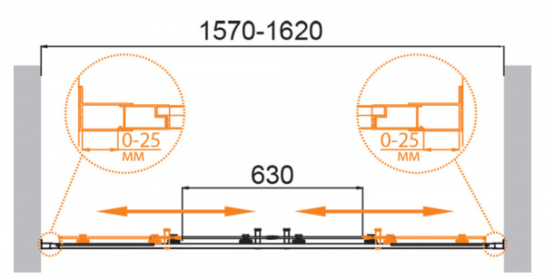 Душевая дверь Cezares MOLVENO-BF-2-160-C-Cr-IV