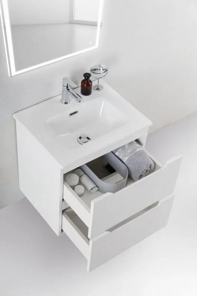 Раковина BelBagno, 51 см, керамическая полувстаиваемая, прямоугольная, белая, BB500/390ETL