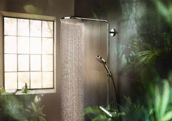Душевая система Hansgrohe Raindance Select S Showerpipe 240 1jet PowderRain с термостатом, белый мат