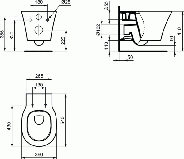 Подвесной унитаз Ideal Standard CONNECT AIR AquaBlade, глубокий смыв, E005401