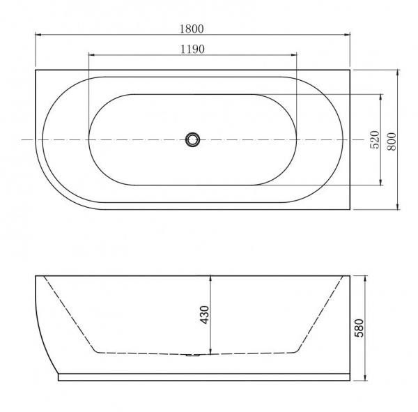 Акриловая ванна Aquanet Elegant B 180x80 3806N Gloss Finish