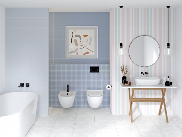 Настенный бордюр Meissen Keramik Trendy  голубой 1,6x25 TY1C041