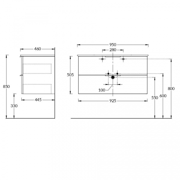 Тумба Kerama Marazzi PIANO Forte подвесная 95 см, 2 ящика, дымчатый вяз, PI.F.95\OLM