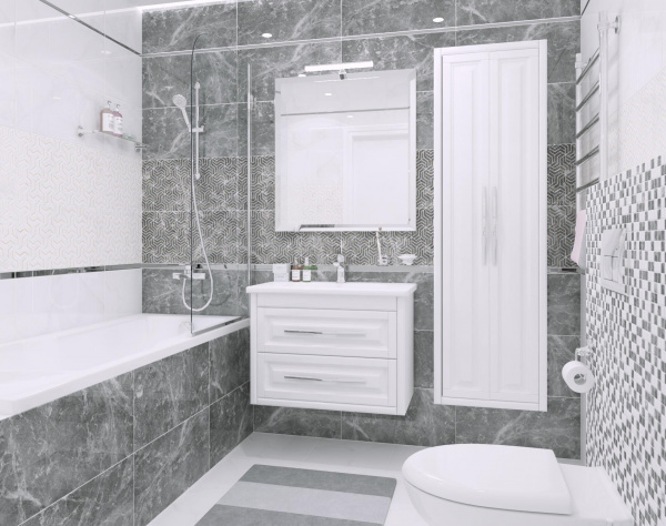 Мозаика Laparet Кристал серый+белый 30х30