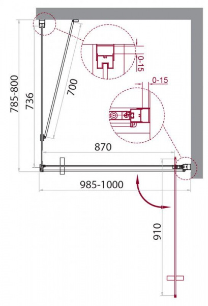 Душевая кабина BelBagno Marmi 1000x800x1950, прозрачное стекло, хромированный профиль, MARMI-AH-1-10