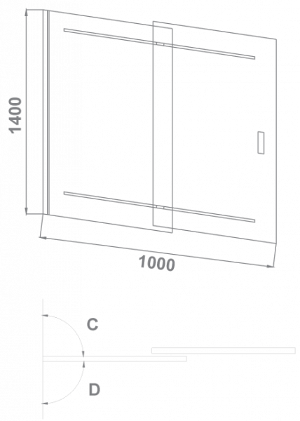 Шторка для ванны Bas SCREEN SL-100-C-В (2 ств.сдвижная,стекло 4 мм)