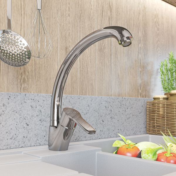 Смеситель для кухни Avrora Mirro с высоким поворотным изливом, AV3321