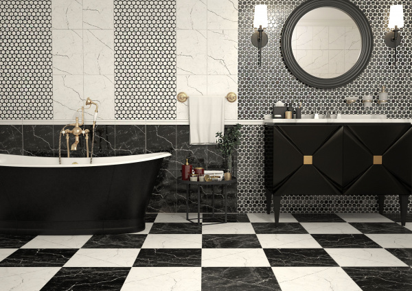 Керамическая плитка настенная Керамин Помпеи 1 40*27,5, чёрный, ПОМ1Т27.5/40/59.4