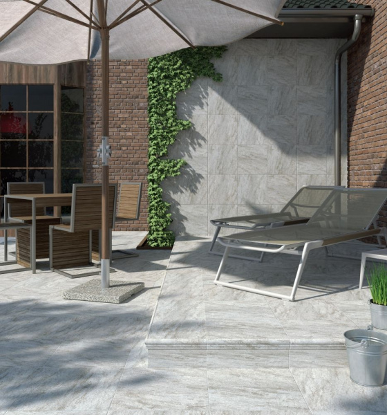 Ступень фронтальная Kerama Marazzi Терраса 42х30 серый противоскользящий SG109200N\GR