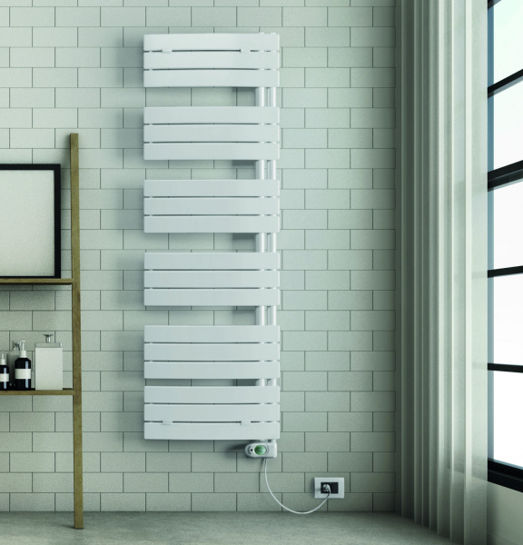 Электрический полотенцесушитель Lazzarini E-Pieve 600W белый изогнутый, 389053