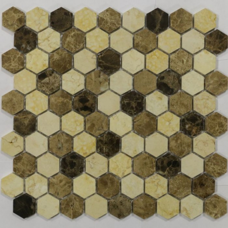 Мозаика Pietrine Hexagonal - "соты" Pietra Mix 1 MAT (18x30x6), 295x305x6