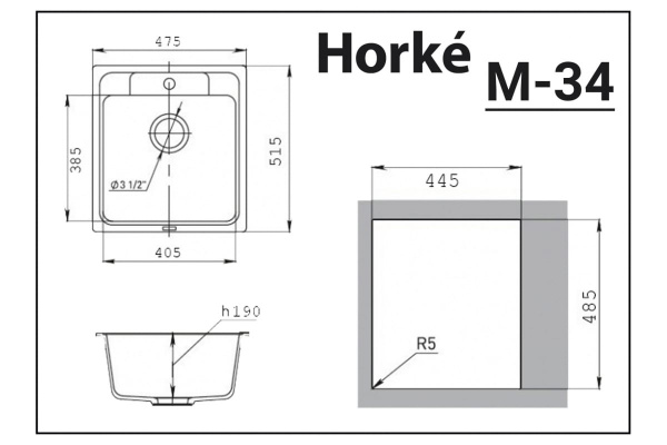 Кухонная мойка Horke М-34