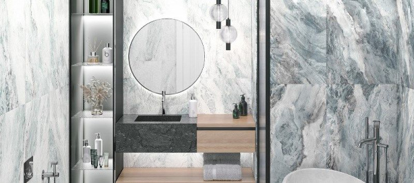 Керамогранит Delacora Вотерфол синий / Waterfall Blue матовый карвинг 120*60, D12056M