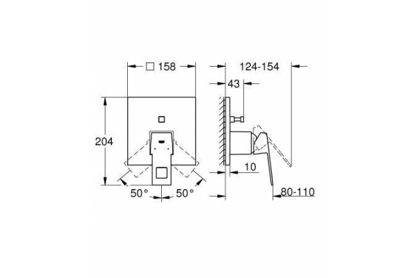 Смеситель для ванны Grohe Eurocube, хром, 24062000