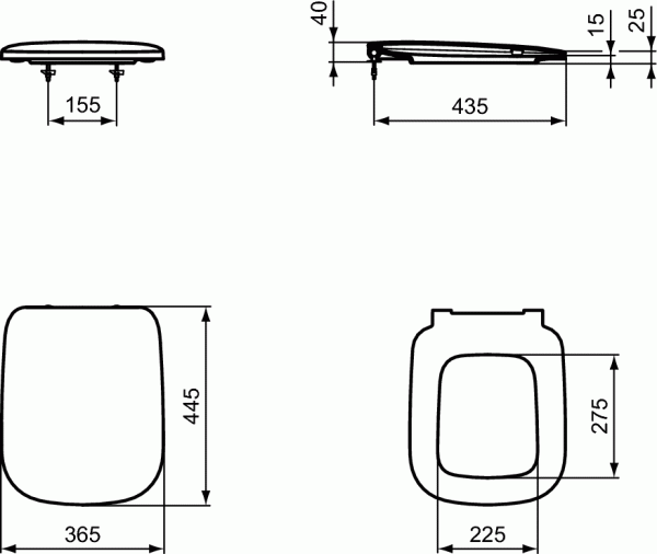 Сидение с крышкой Ideal Standard ESEDRA, дюропласт, с функцией плавного закрытия, T318301