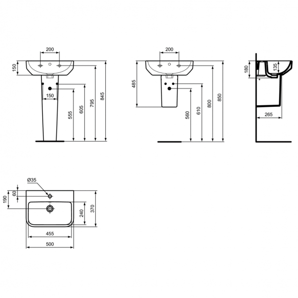 Раковина Ideal Standard i.life S 50x37 см с отверстием под смеситель, T458501
