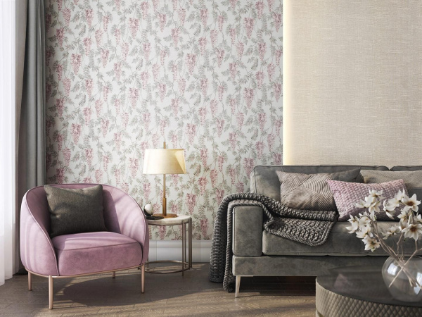 Обои виниловые Kerama Marazzi Эдем мотив, бежево-розовый, KM5801