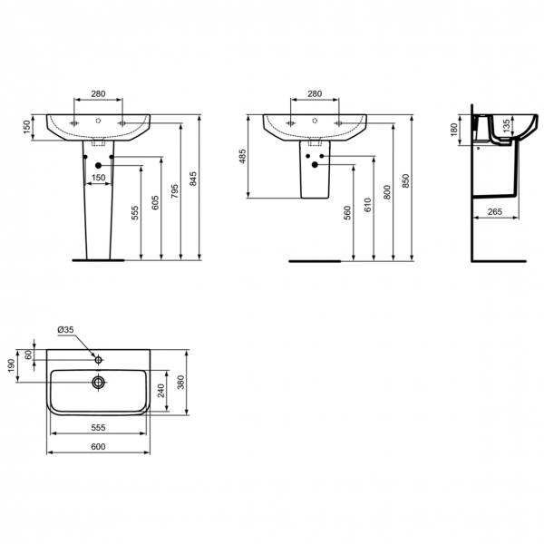 Раковина Ideal Standard i.life S 60x38 см с отверстием под смеситель, T458301