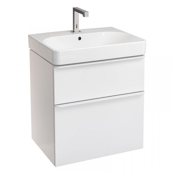 Комплект мебели для ванной Geberit Smyle Square 60 см, (тумба, раковина, зеркальный шкаф), белый гля
