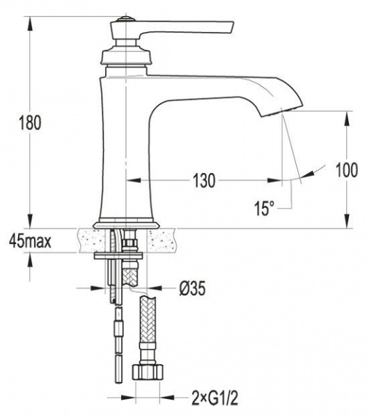 Смеситель для раковины Cezares LIBERTY-F-LS-01-W0, LIBERTY-F-LS-01-W0