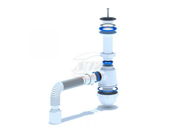 Сифон для раковины Ани пласт Грот 1 1/2"х40 с гибкой трубой 40х50, A0510