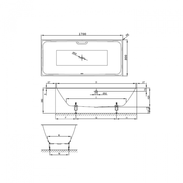 Ванна Bette Loft с шумоизоляцией 170х80 белый , 3171-000