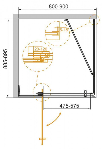 Душевая кабина Cezares SLIDER-AH-1-80-70/80-C-Cr