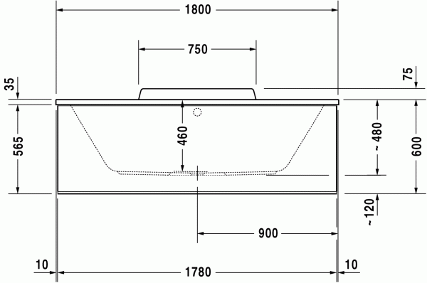 Ванна Duravit DURASTYLE 1800 x 800 мм, 700298000000000