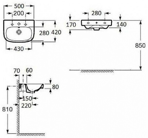 Раковина Roca Дебба / Debba 50х42 (бел) 7.3279.9.600.Y
