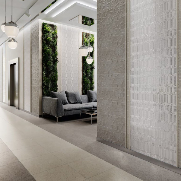 Керамическая плитка настенная Kerama Marazzi Милан Безана серый светлый структура 25x75, 12151R