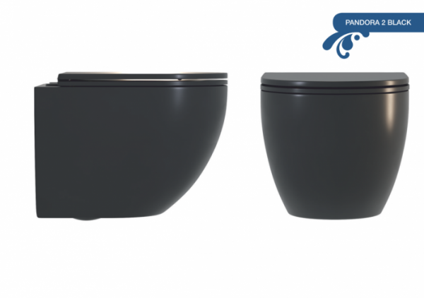 Унитаз подвесной Mirsant Пандора 2 черный / Pandora 2 BLACK с крышкой Soft-close 