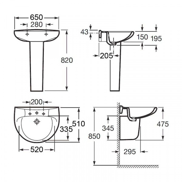 Раковина Roca Виктория / Victoria / 65x51 / (бел) 7.3273.9.100.0