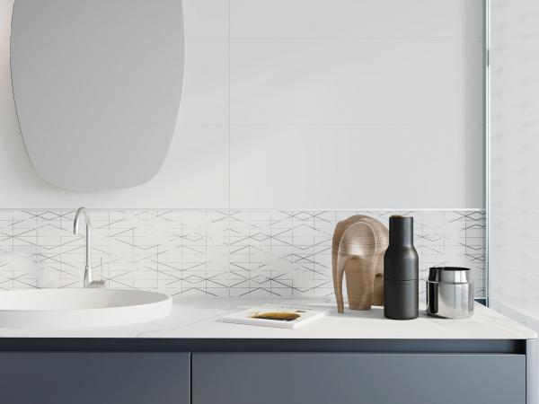Настенная вставка Meissen Keramik Trendy геометрия белый 25x75 TY2U051