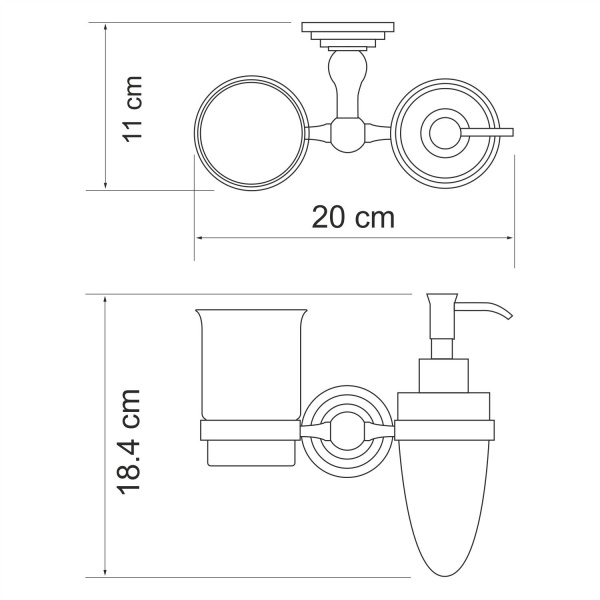 Стакан/дозатор WasserKRAFT Ammer K-7000, K-7089