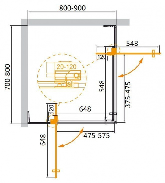 Душевая кабина Cezares SLIDER-AH-2-70/80-80/90-BR-NERO