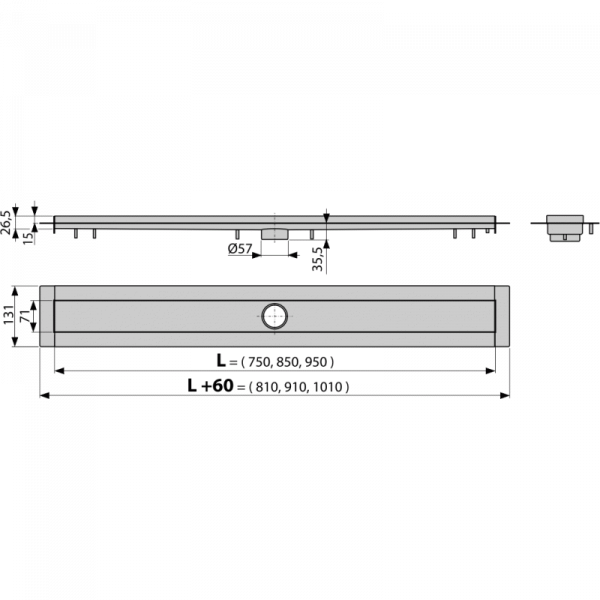 Водоотводящий желоб Alcadrain, сталь, APZ13-750