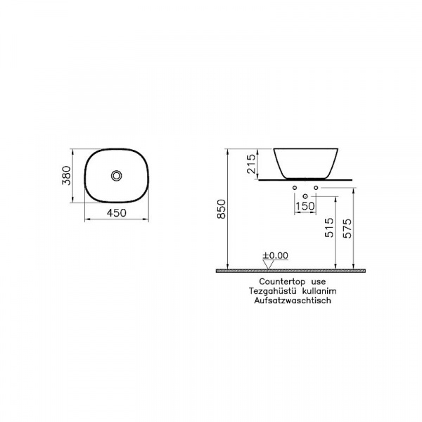 Раковина Vitra Plural 45, черный матовый, 7811B483-0016